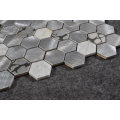 Hot Sale Japanese Style Hexagon Marble Stone Mix Metallic Mosaic